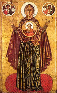 Богоматерь Оранта Великая Панагия ок.1218 г. ГТГ