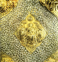 Фрагмент оклада Евангелия, серебро, золоченное литье, чеканка. ХVII век