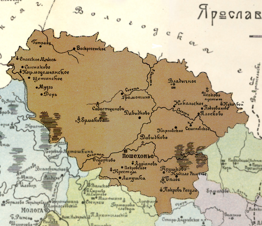 Карта Пошехонского уезда